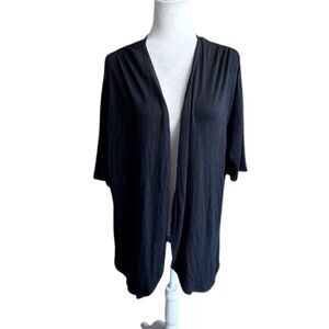 Ing Black Open-Front Sweater Lace Back Made in USA SZ 2X